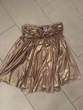 Retrofete Metallic Gold Strapless Dress